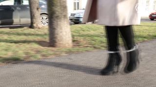 Public High Heels Walking, Worn Pantyhose And Foot Play (Sexy Boots, Pa-1