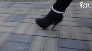 Public High Heels Walking, Worn Pantyhose And Foot Play (Sexy Boots, Pa-4