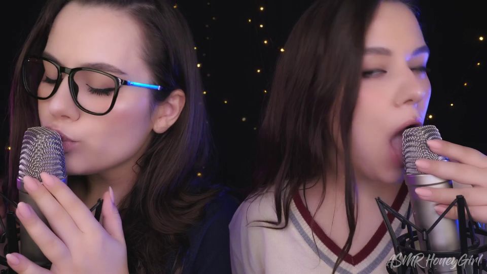 ASMR Honeygirl - Two girlfriends lick ears! One is shy, the other likes it  honeygirl ASMR Honeygirl 