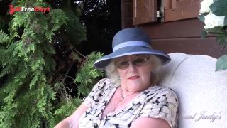 [GetFreeDays.com] Aunt Judys - 66yo Hairy Mature GILF Mrs. Claire Sucks Your Cock in the Garden POV Adult Video June 2023-1