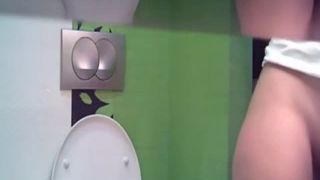 Cute blonde girl in the toilet. hidden cam-5