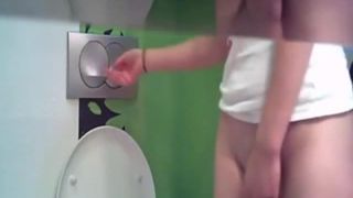 Cute blonde girl in the toilet. hidden cam-6