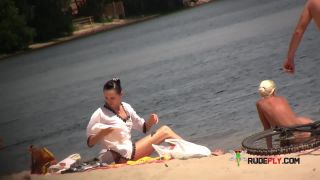Exhibitionist Wife Lana Teasing At The Nude Strand!  3-3