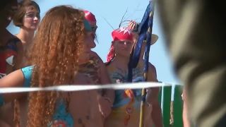 Beauty wn body paint festival in nudist beach voyeur-7