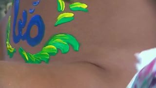 Beauty wn body paint festival in nudist beach voyeur-9