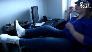 Lazy BBW Police Woman'S Smelly Socks And Feet (Big Feet, Socks, Bare Fe-1