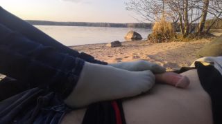 Oksifootjob - Public Footjob And Socksjob On The Beach-0