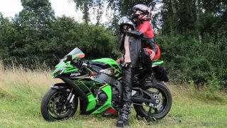 The hot biker girl is getting railed on her bike.-1