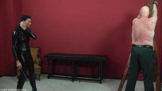 satin femdom Whipping – CRUEL MISTRESSES – Catsuit mistress – Mistress Dolores, caning on bdsm porn-8