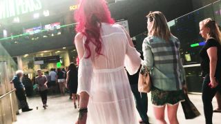 CandidCreeps 828 See Thru Dress Thong Tits Nipples Public Exp-7