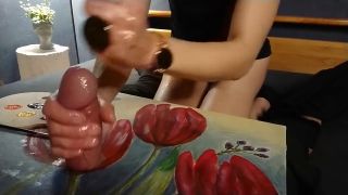 Coruja Preta - Hot Handjob Cumshot To Make Art With Cock Milking - Handjob-3