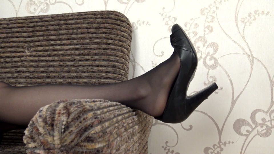 adult clip 45 femdom cult Under Sweet Weight – Goddess Valerie – Office Girl Dangles Her Shoes in Black Stockings, joi video on masturbation porn