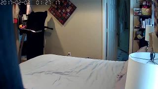 Horny blonde girl masturbating on the bed. hidden cam-0