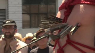 free xxx video 30 Bound hunk publicly tormented and gang fucked for his first Dore Alley on public undress bdsm-4