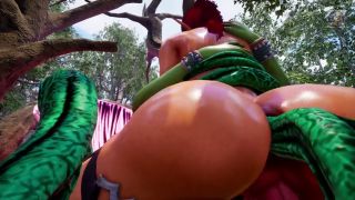 3D monster threesome with two girls - Dryad and Elf in forest-2