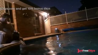 Poolside blowjob and skinny dipping at night-1