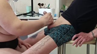 Cum Stepmom does blowjob and dick fingering until I cum-0
