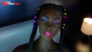 Tattooed Ebony Goddess Kalila Glows in Ecstasy with a Fantasy Glowing Anal Dildo Before Explosive Sq-4