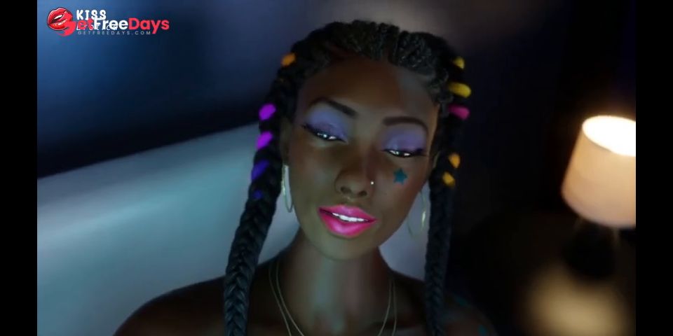 Tattooed Ebony Goddess Kalila Glows in Ecstasy with a Fantasy Glowing Anal Dildo Before Explosive Sq