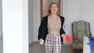 Hot Blonde First Time Topless With Giggling Tits Playing Ping Pong-0